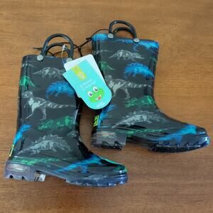 Western Chief Kids Dinosaur Friends Lighted Rain Boot Black toddler size 9 NEW